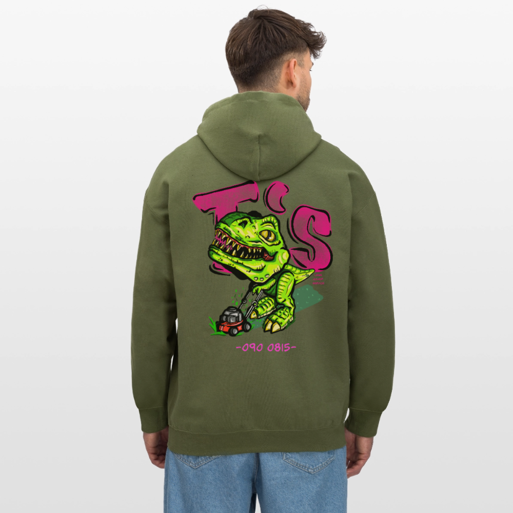 T-Rex Lawn Mower Service – Lustiges Dinosaurier Cartoon Design - military green