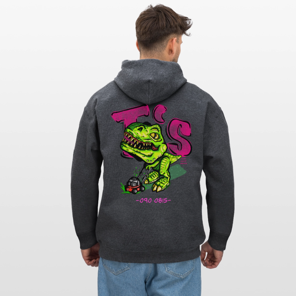 T-Rex Lawn Mower Service – Lustiges Dinosaurier Cartoon Design - dark heather grey