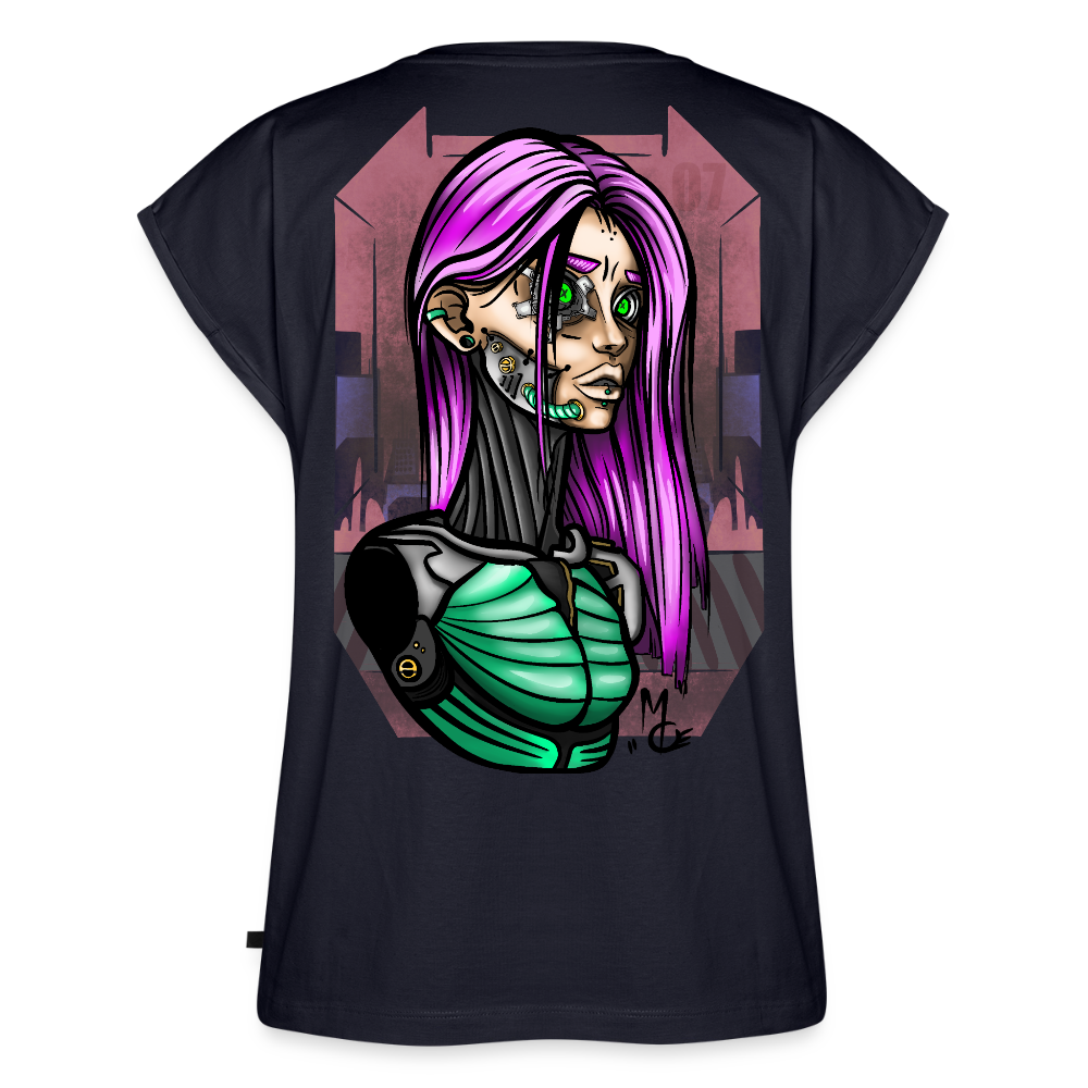 Cyberpunk Cyborg Lady – Futuristische Cyberpunk Illustration - navy