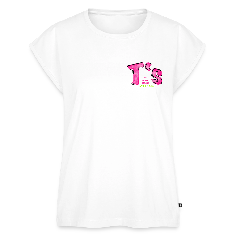 T-Rex Lawn Mower Service – Lustiges Dinosaurier Cartoon Design - white