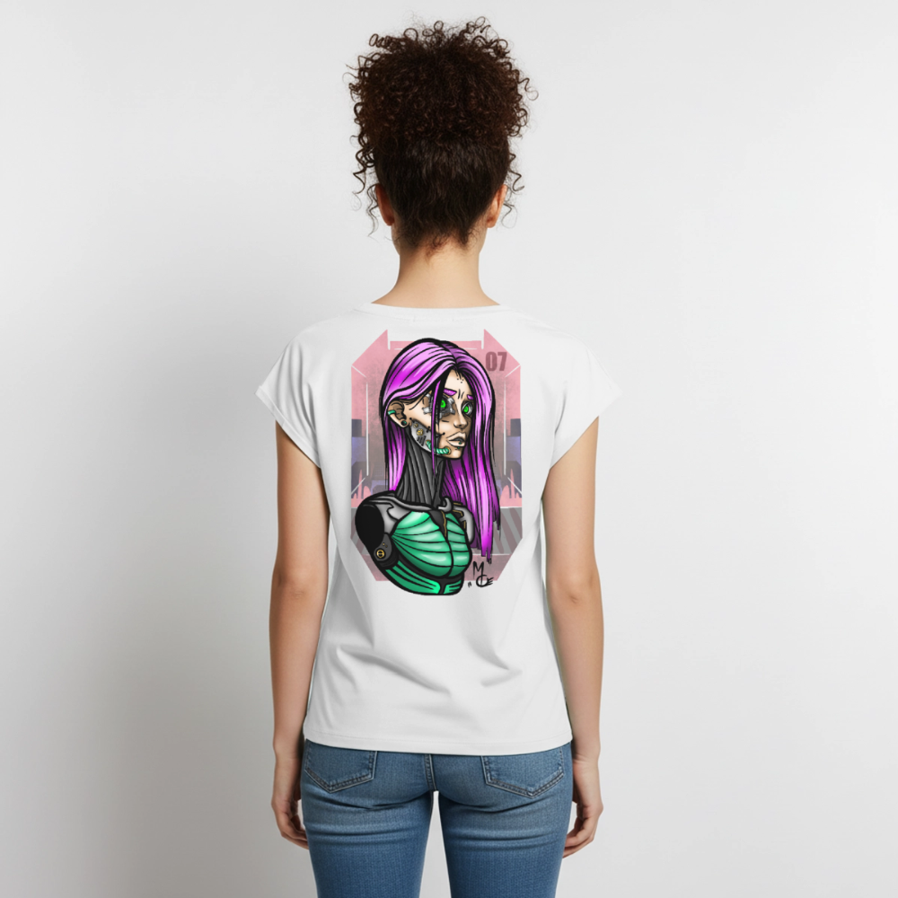 Cyberpunk Cyborg Lady – Futuristische Cyberpunk Illustration - white