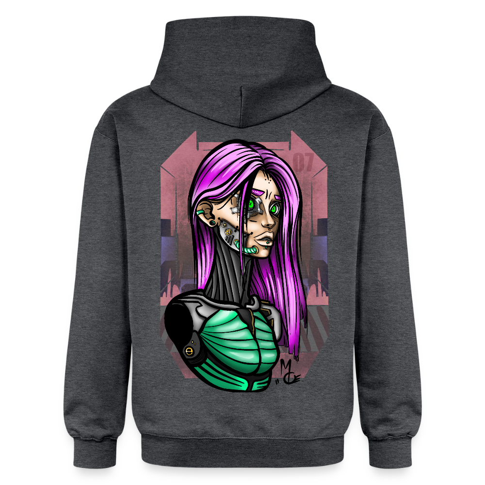 Cyberpunk Cyborg Lady – Futuristische Cyberpunk Illustration - dark heather grey
