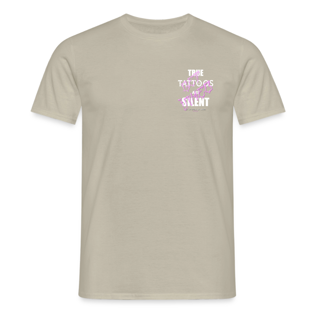 True Tattoos Are Silent – Tattoo Artist Statement Design - sand beige