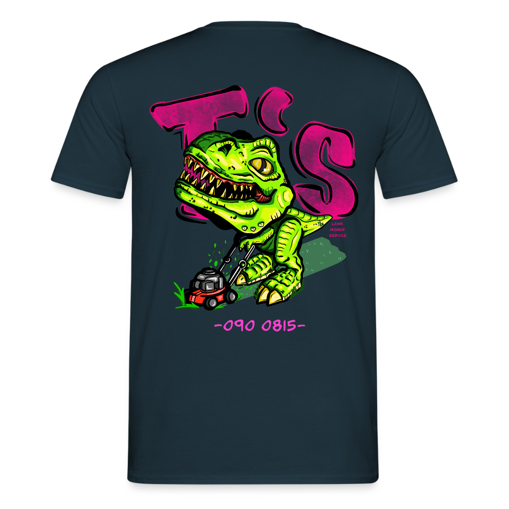 T-Rex Lawn Mower Service – Lustiges Dinosaurier Cartoon Design - navy