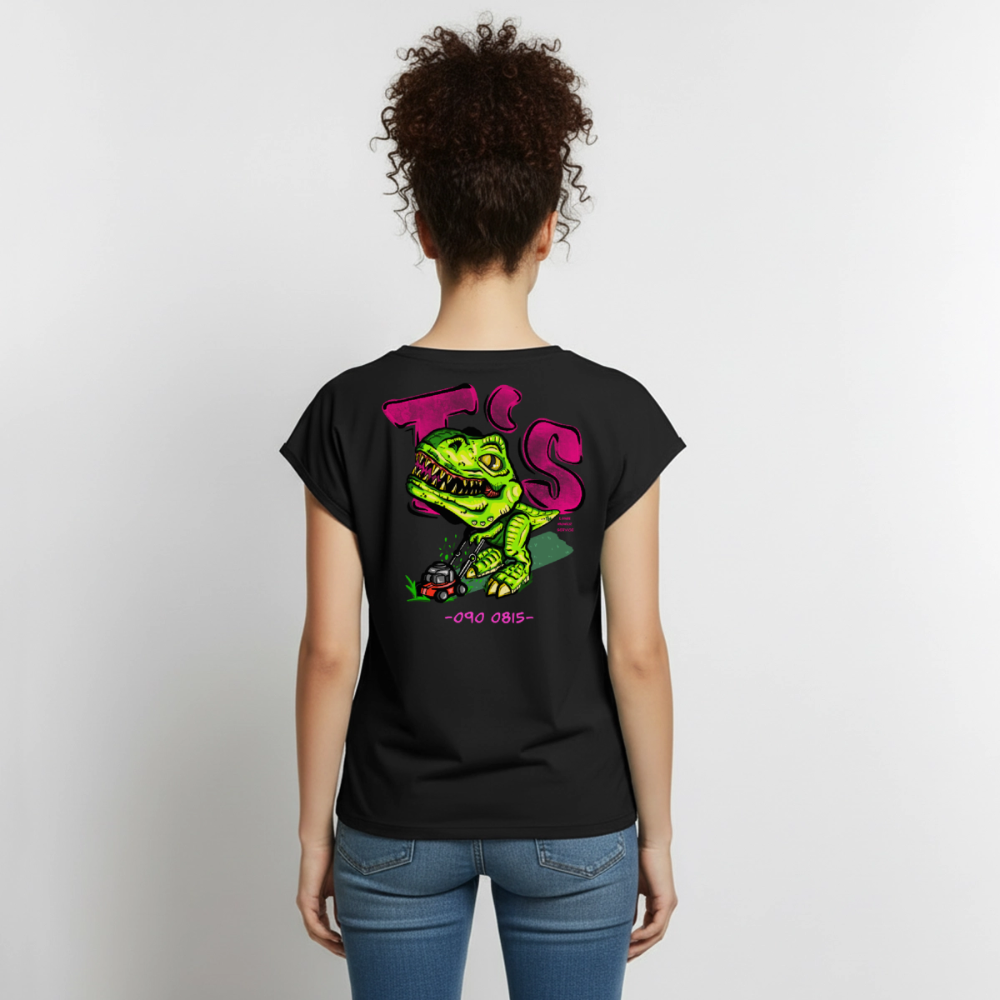 T-Rex Lawn Mower Service – Lustiges Dinosaurier Cartoon Design - black
