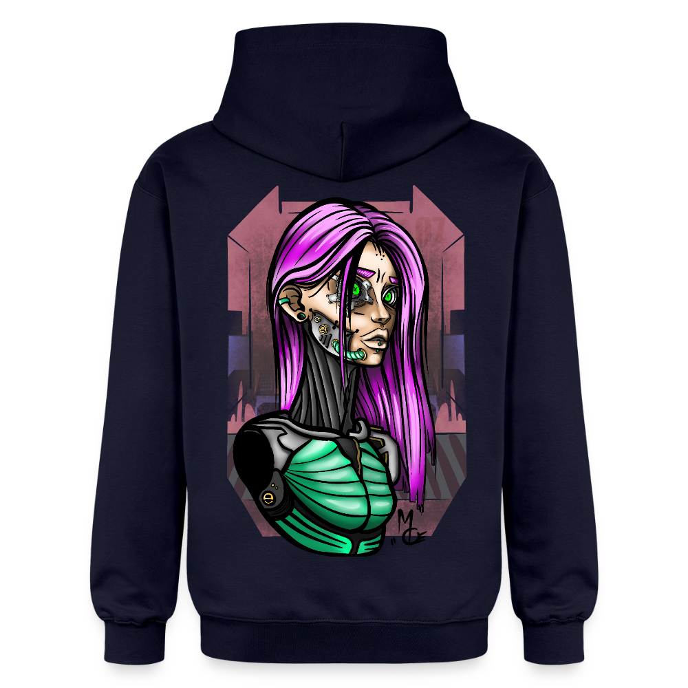 Cyberpunk Cyborg Lady – Futuristische Cyberpunk Illustration - navy
