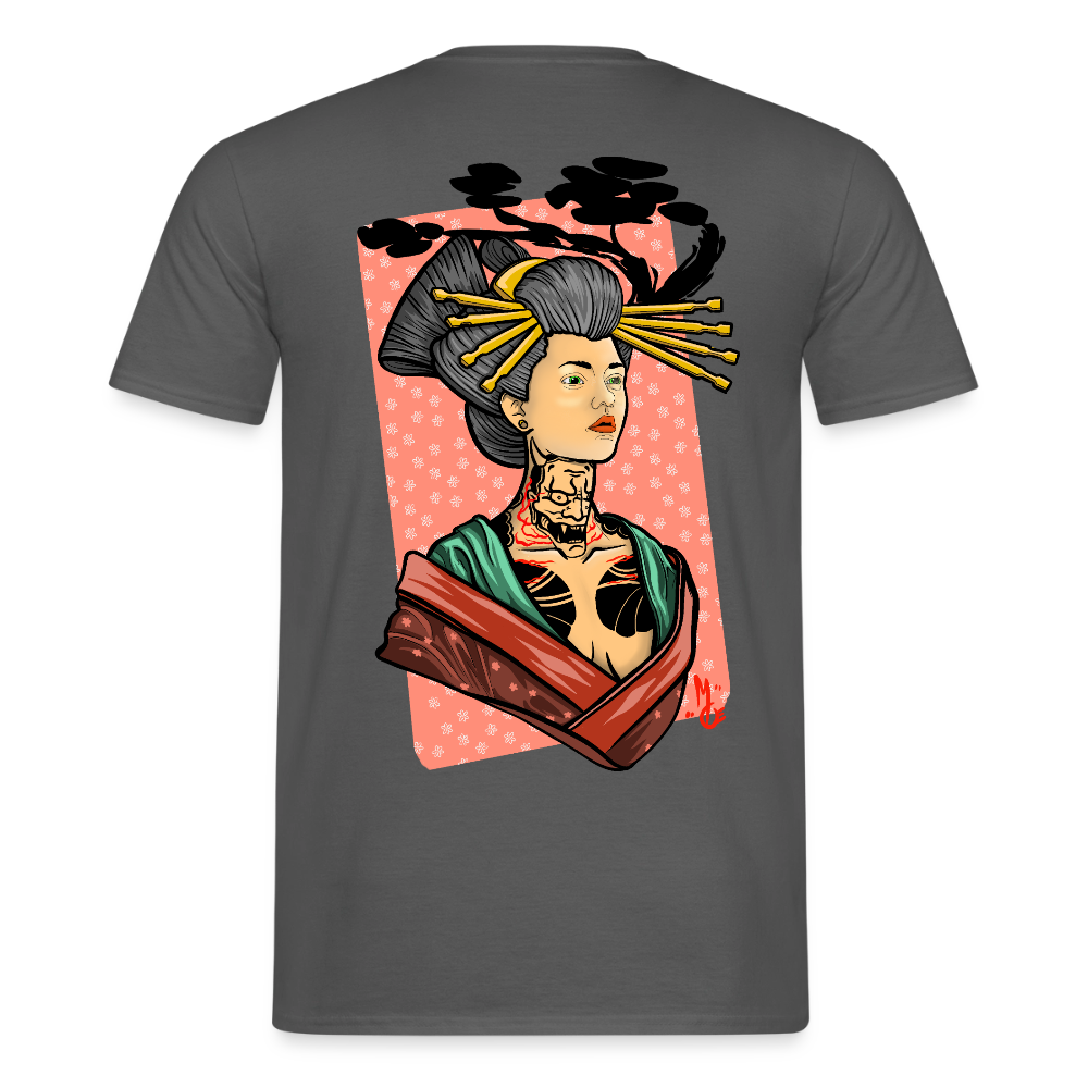 Geisha Yokai Tattoo Art – Japanische Geister Geisha Illustration - charcoal grey