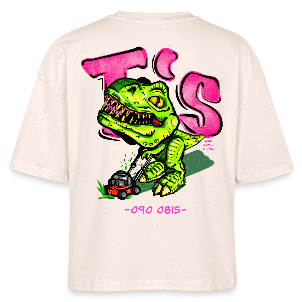 T-Rex Lawn Mower Service – Lustiges Dinosaurier Cartoon Design - soft Ecru