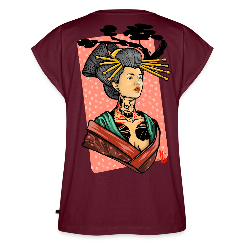 Geisha Yokai Tattoo Art – Japanische Geister Geisha Illustration - burgundy