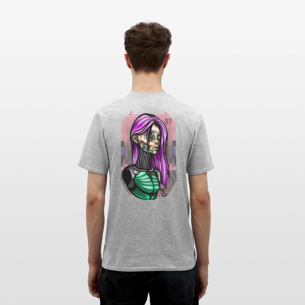 Cyberpunk Cyborg Lady – Futuristische Cyberpunk Illustration - heather grey