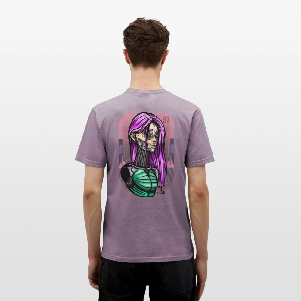 Cyberpunk Cyborg Lady – Futuristische Cyberpunk Illustration - purple-grey 