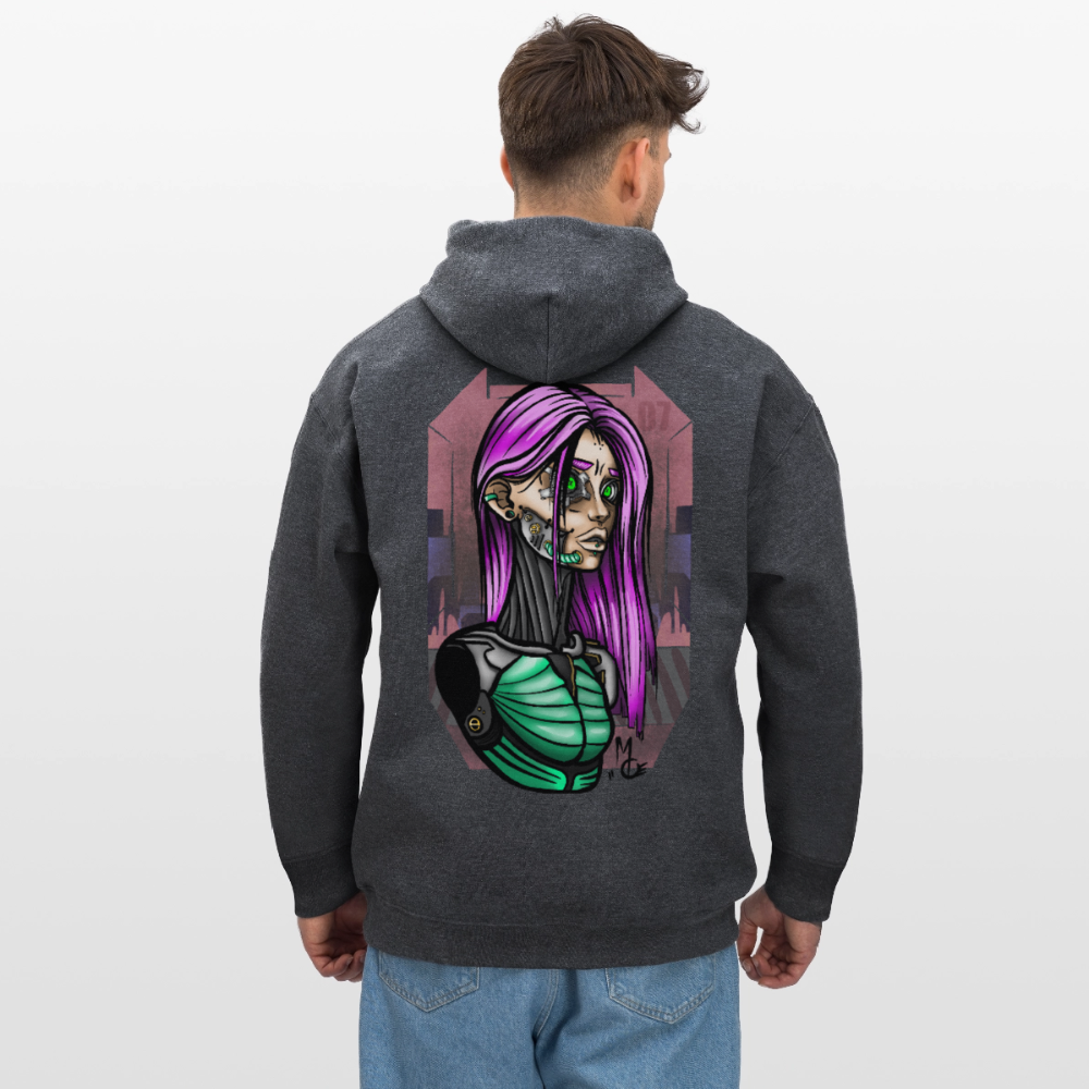 Cyberpunk Cyborg Lady – Futuristische Cyberpunk Illustration - dark heather grey