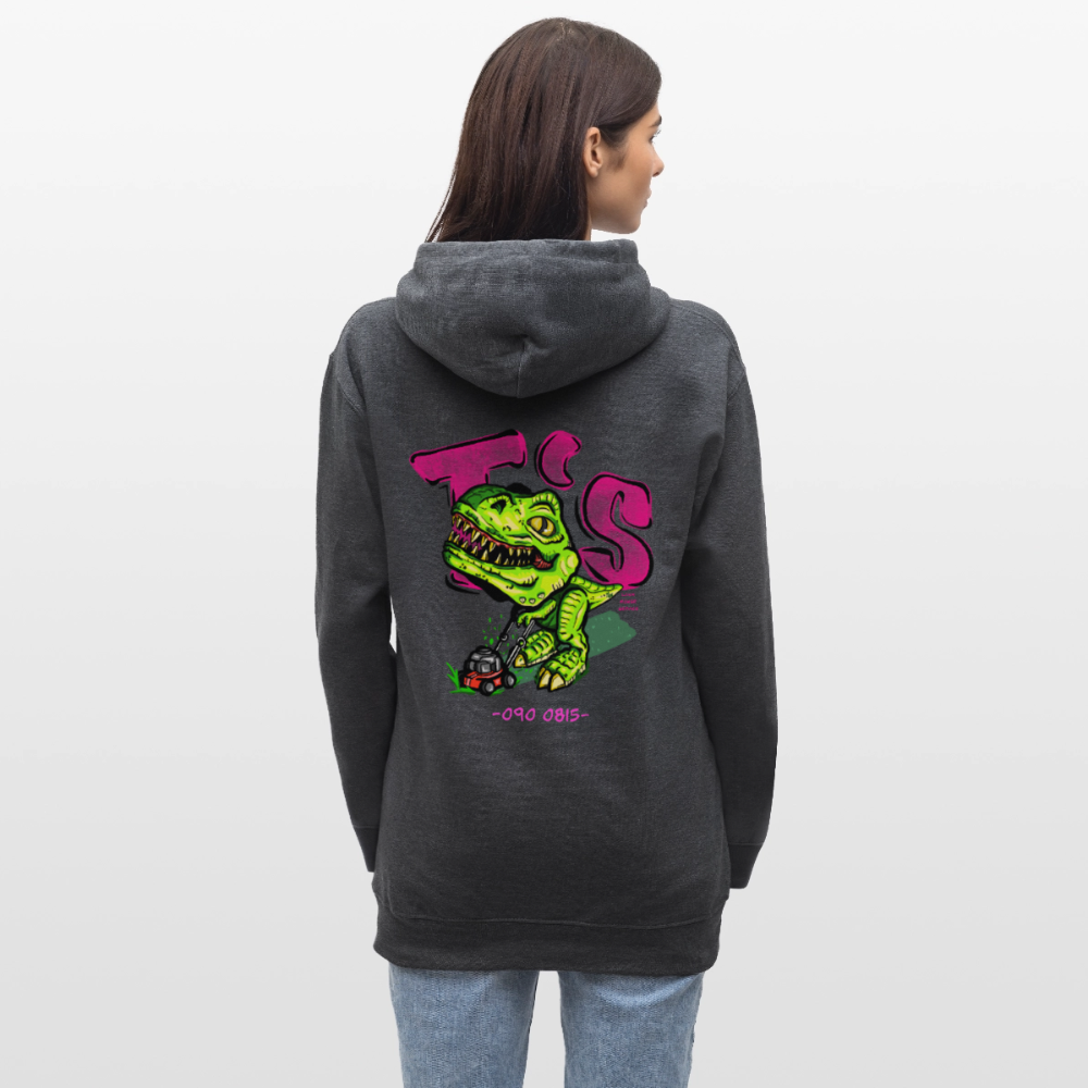 T-Rex Lawn Mower Service – Lustiges Dinosaurier Cartoon Design - dark heather grey