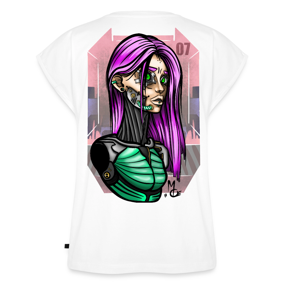 Cyberpunk Cyborg Lady – Futuristische Cyberpunk Illustration - white