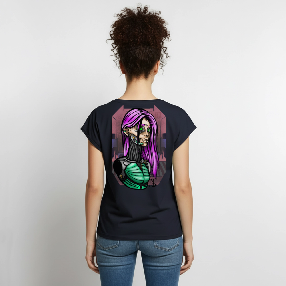 Cyberpunk Cyborg Lady – Futuristische Cyberpunk Illustration - navy