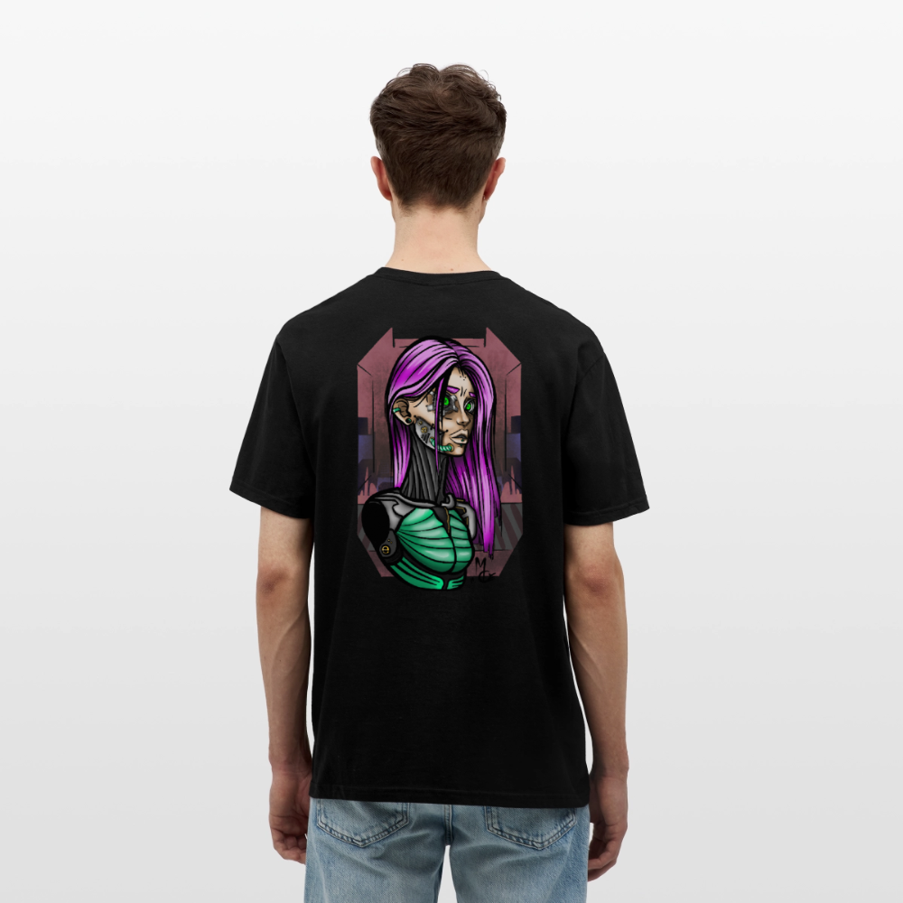 Cyberpunk Cyborg Lady – Futuristische Cyberpunk Illustration - black