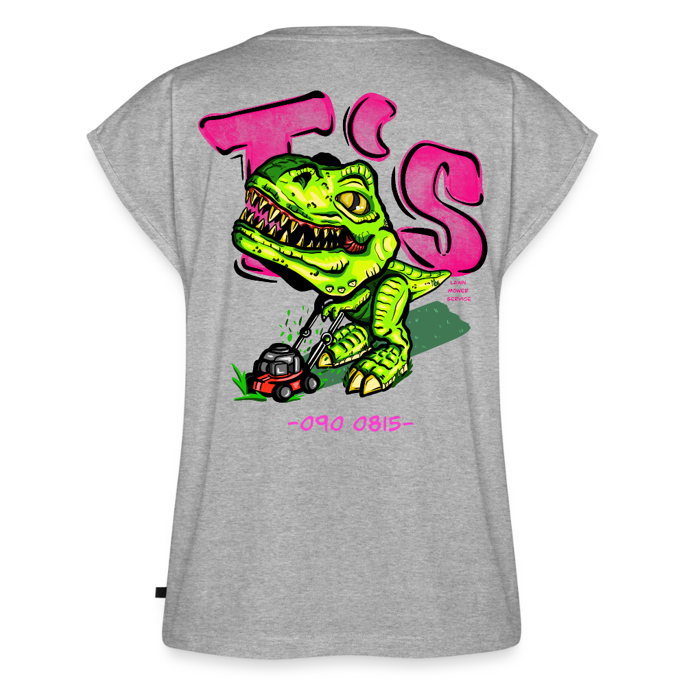 T-Rex Lawn Mower Service – Lustiges Dinosaurier Cartoon Design - heather grey