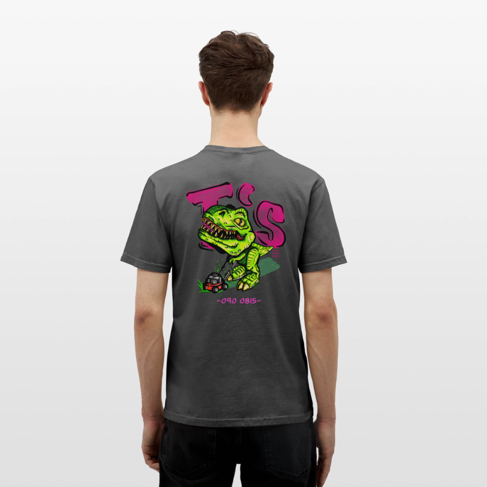 T-Rex Lawn Mower Service – Lustiges Dinosaurier Cartoon Design - charcoal grey