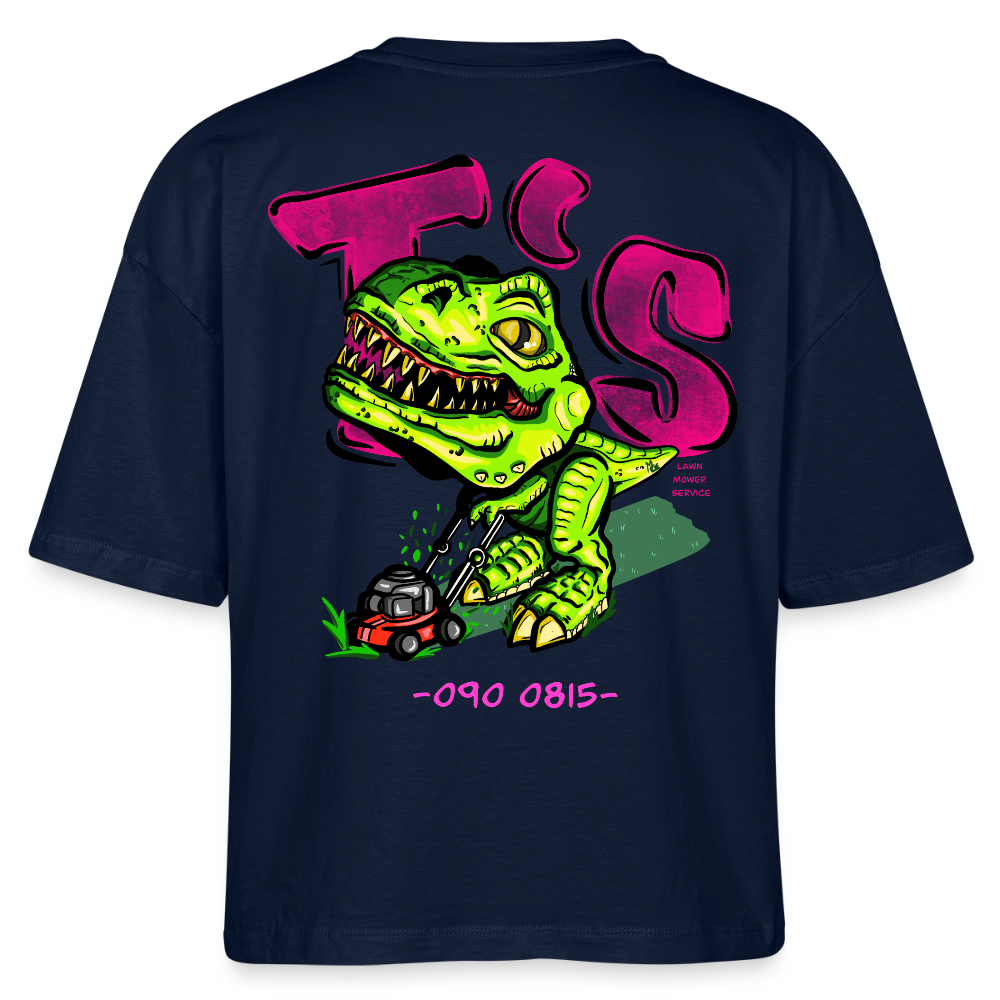 T-Rex Lawn Mower Service – Lustiges Dinosaurier Cartoon Design - navy