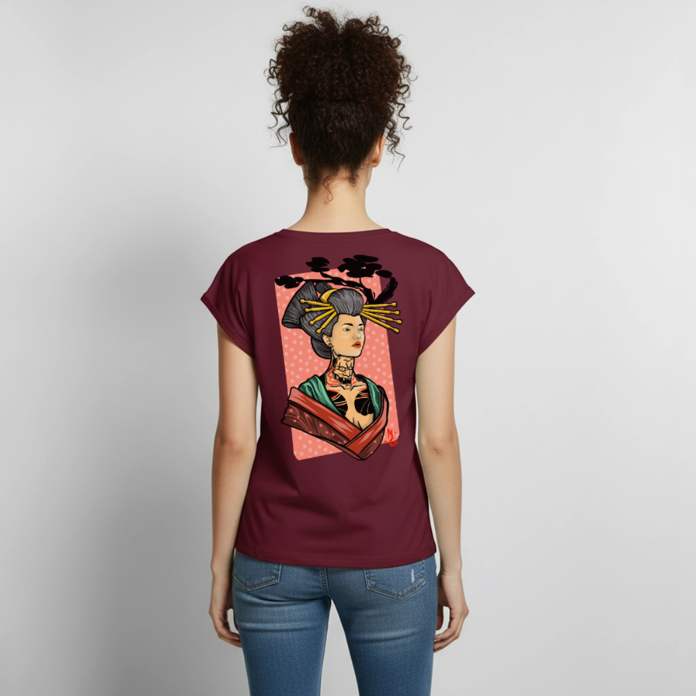 Geisha Yokai Tattoo Art – Japanische Geister Geisha Illustration - burgundy