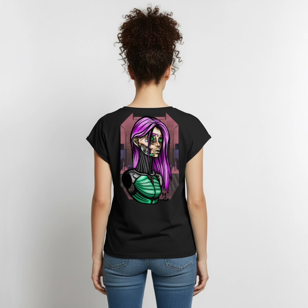 Cyberpunk Cyborg Lady – Futuristische Cyberpunk Illustration - black