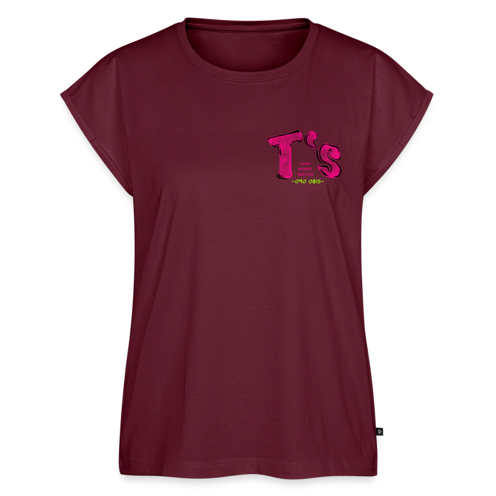 T-Rex Lawn Mower Service – Lustiges Dinosaurier Cartoon Design - burgundy