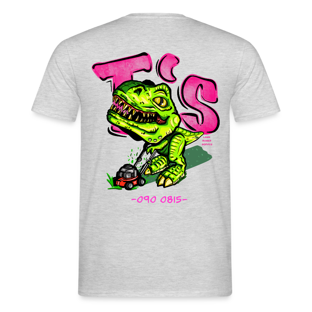 T-Rex Lawn Mower Service – Lustiges Dinosaurier Cartoon Design - heather grey