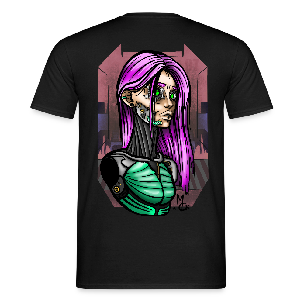 Cyberpunk Cyborg Lady – Futuristische Cyberpunk Illustration - black