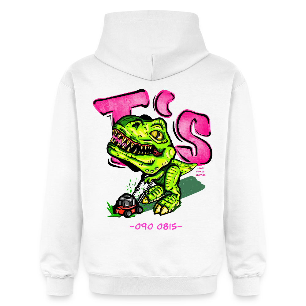 T-Rex Lawn Mower Service – Lustiges Dinosaurier Cartoon Design - white