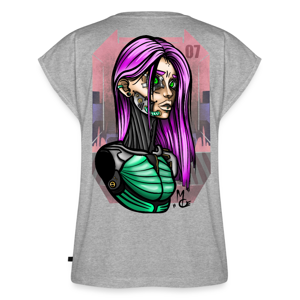 Cyberpunk Cyborg Lady – Futuristische Cyberpunk Illustration - heather grey