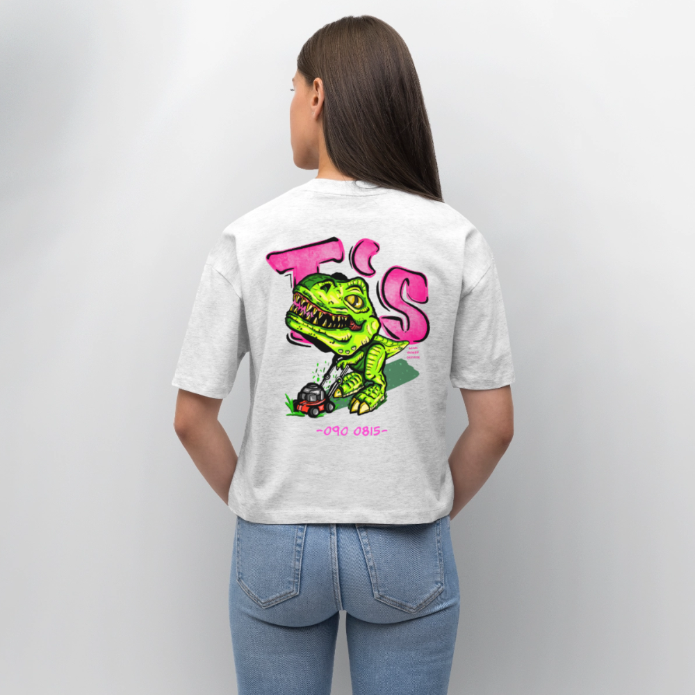 T-Rex Lawn Mower Service – Lustiges Dinosaurier Cartoon Design - heather white