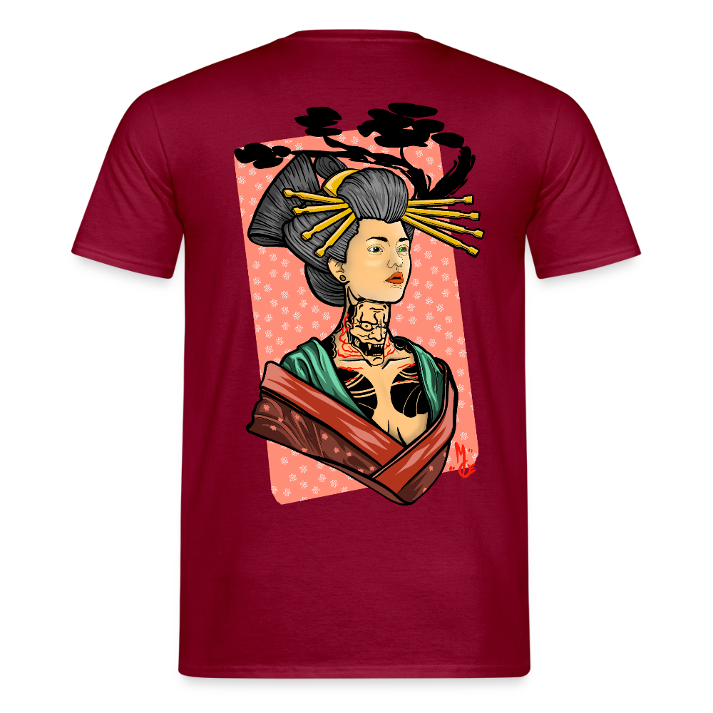 Geisha Yokai Tattoo Art – Japanische Geister Geisha Illustration - brick red
