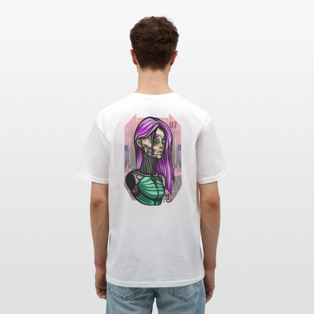 Cyberpunk Cyborg Lady – Futuristische Cyberpunk Illustration - white