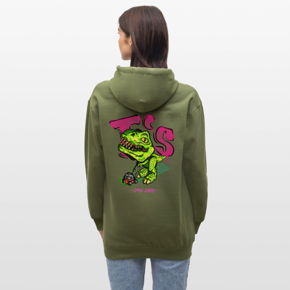 T-Rex Lawn Mower Service – Lustiges Dinosaurier Cartoon Design - military green