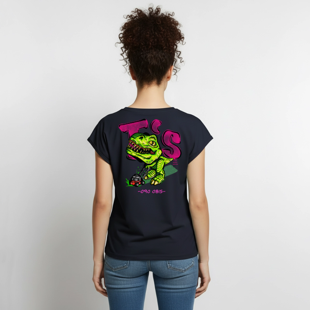T-Rex Lawn Mower Service – Lustiges Dinosaurier Cartoon Design - navy