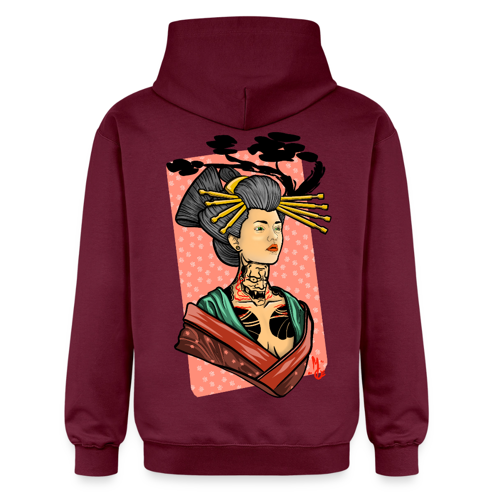 Geisha Yokai Tattoo Art – Japanische Geister Geisha Illustration - maroon