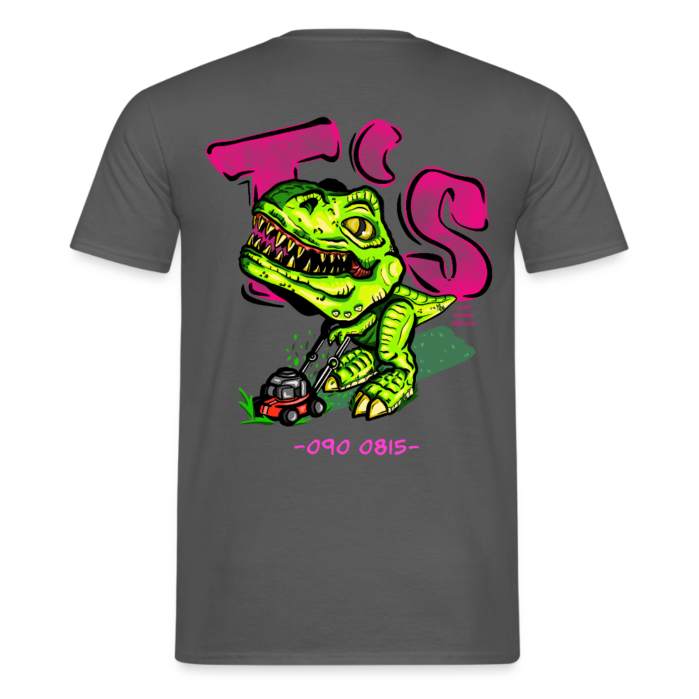 T-Rex Lawn Mower Service – Lustiges Dinosaurier Cartoon Design - charcoal grey