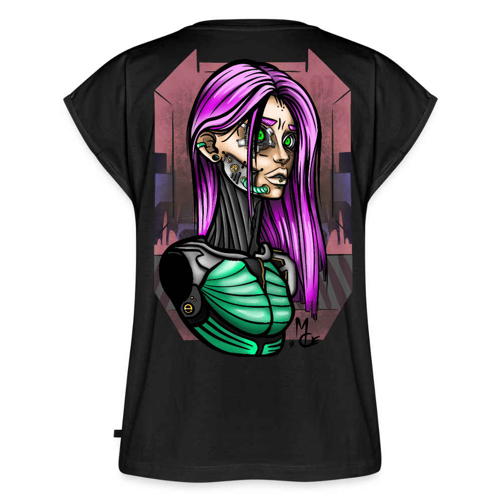 Cyberpunk Cyborg Lady – Futuristische Cyberpunk Illustration - black