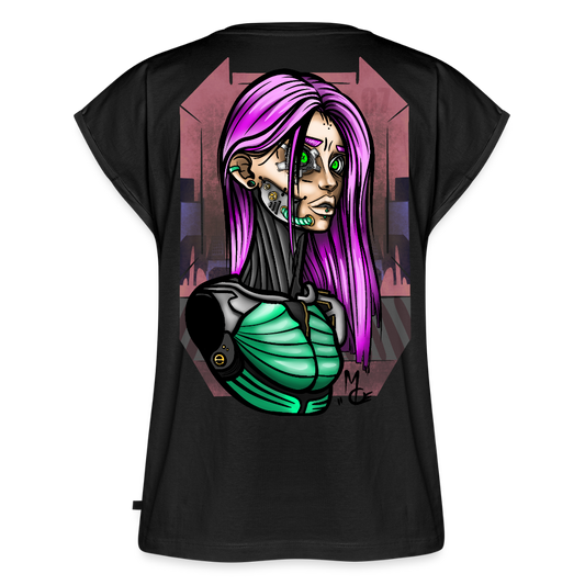 Cyberpunk Cyborg Lady – Futuristische Cyberpunk Illustration - black