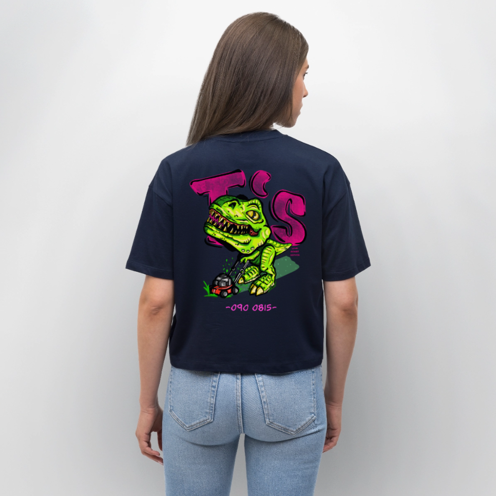 T-Rex Lawn Mower Service – Lustiges Dinosaurier Cartoon Design - navy