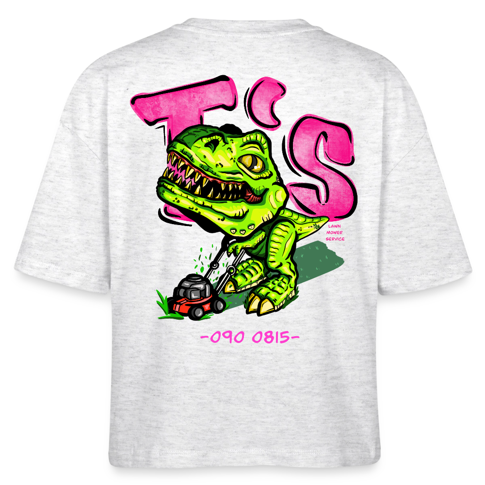 T-Rex Lawn Mower Service – Lustiges Dinosaurier Cartoon Design - heather white