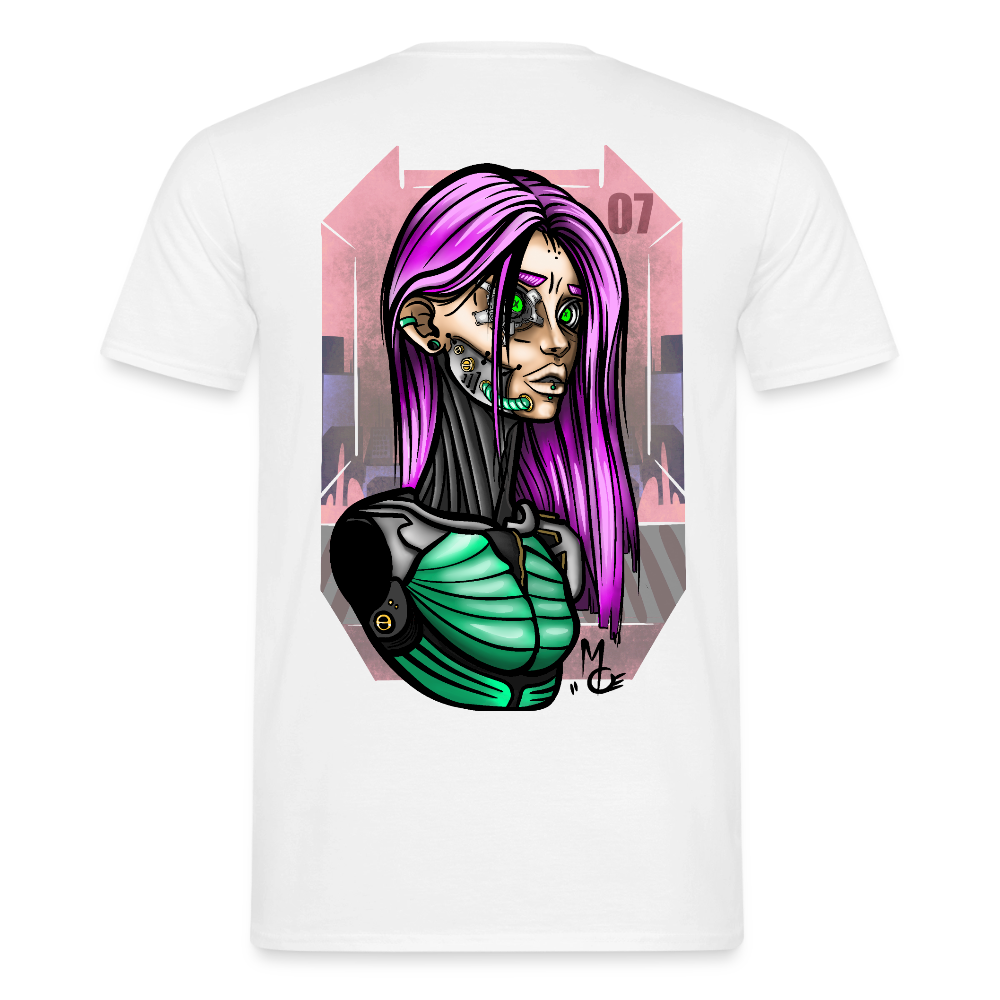 Cyberpunk Cyborg Lady – Futuristische Cyberpunk Illustration - white