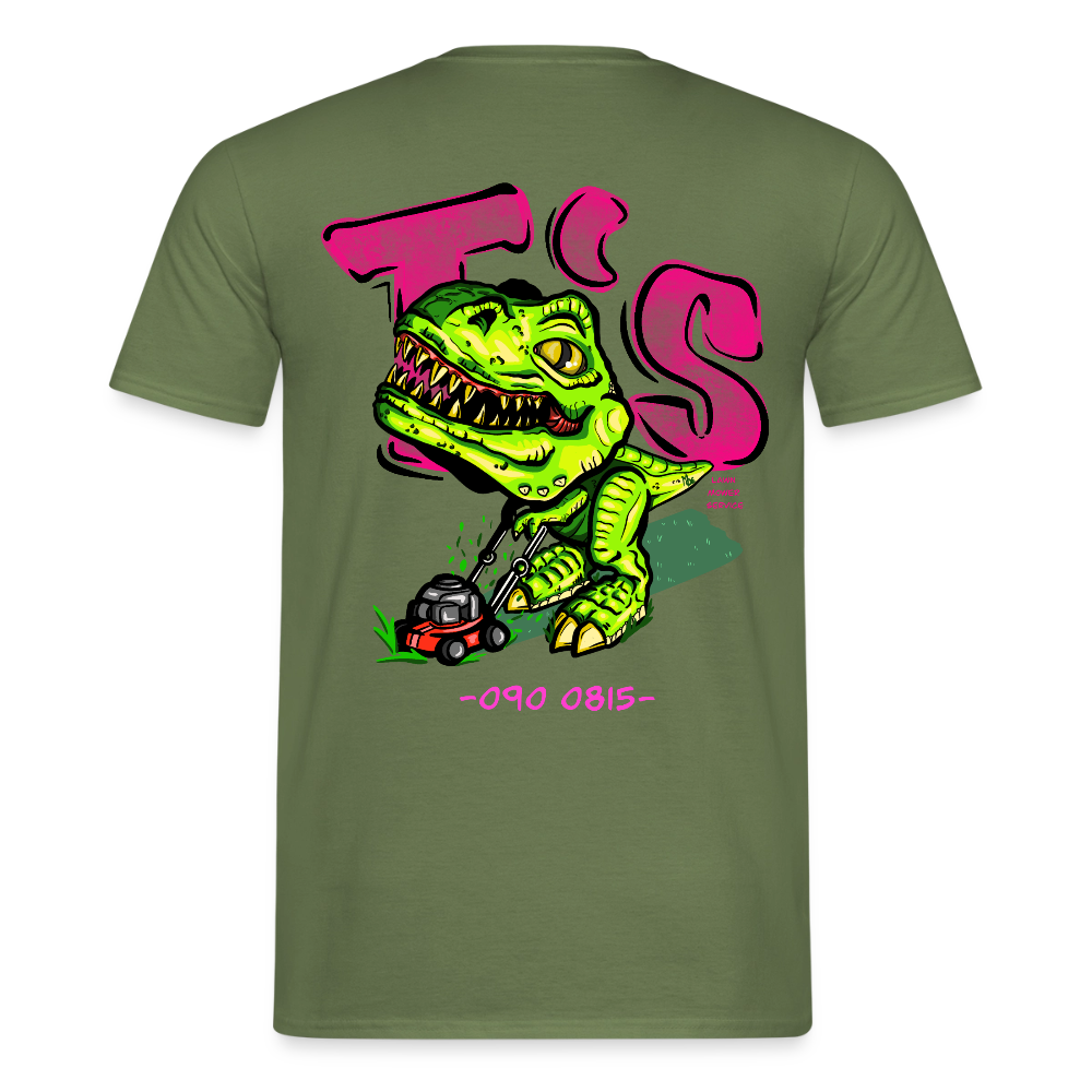 T-Rex Lawn Mower Service – Lustiges Dinosaurier Cartoon Design - military green