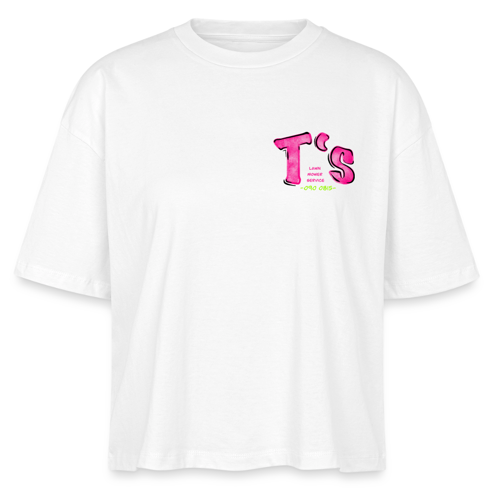 T-Rex Lawn Mower Service – Lustiges Dinosaurier Cartoon Design - white