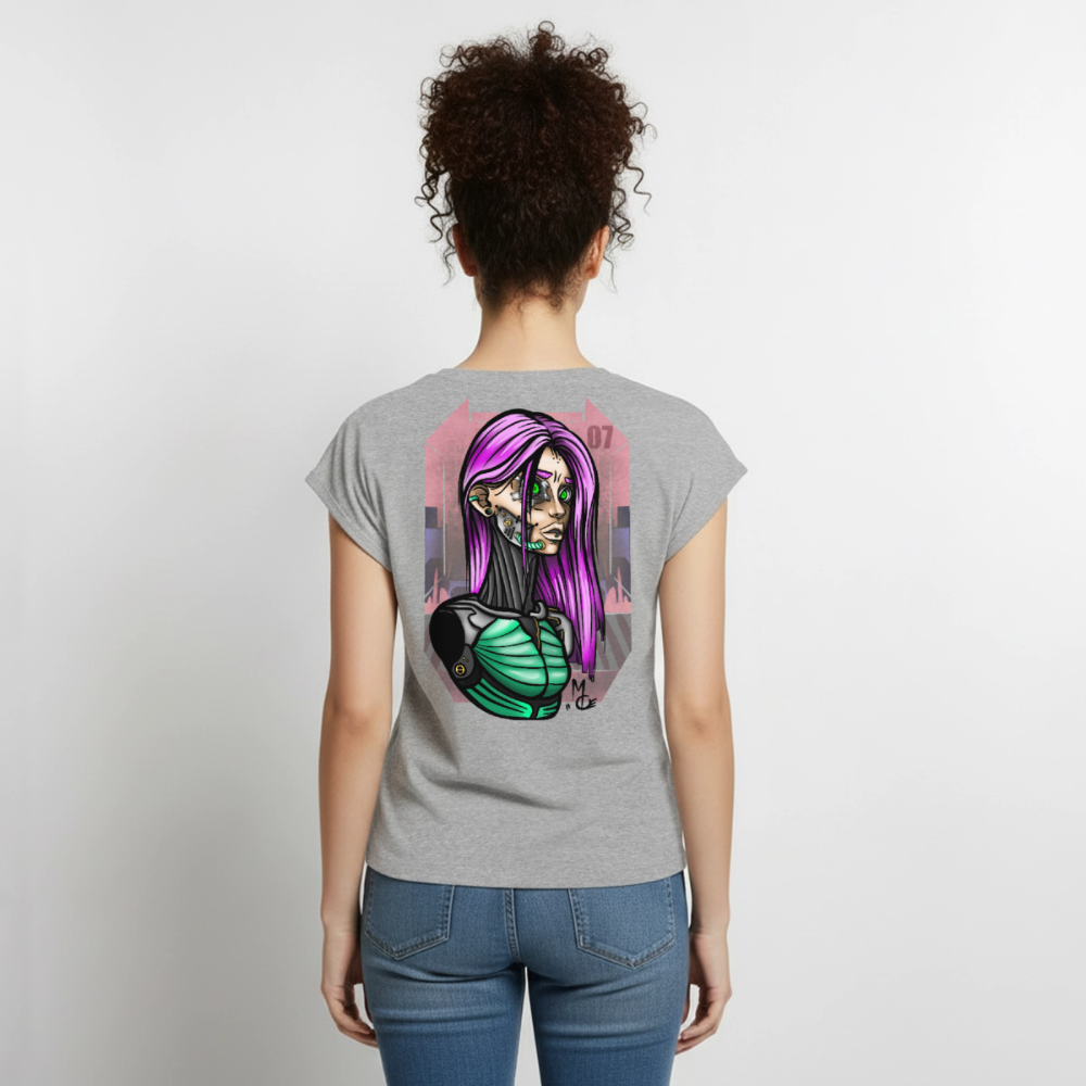 Cyberpunk Cyborg Lady – Futuristische Cyberpunk Illustration - heather grey