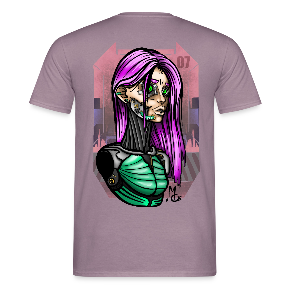 Cyberpunk Cyborg Lady – Futuristische Cyberpunk Illustration - purple-grey 