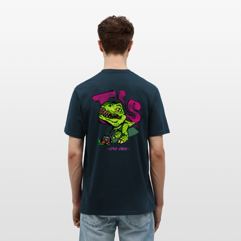T-Rex Lawn Mower Service – Lustiges Dinosaurier Cartoon Design - navy
