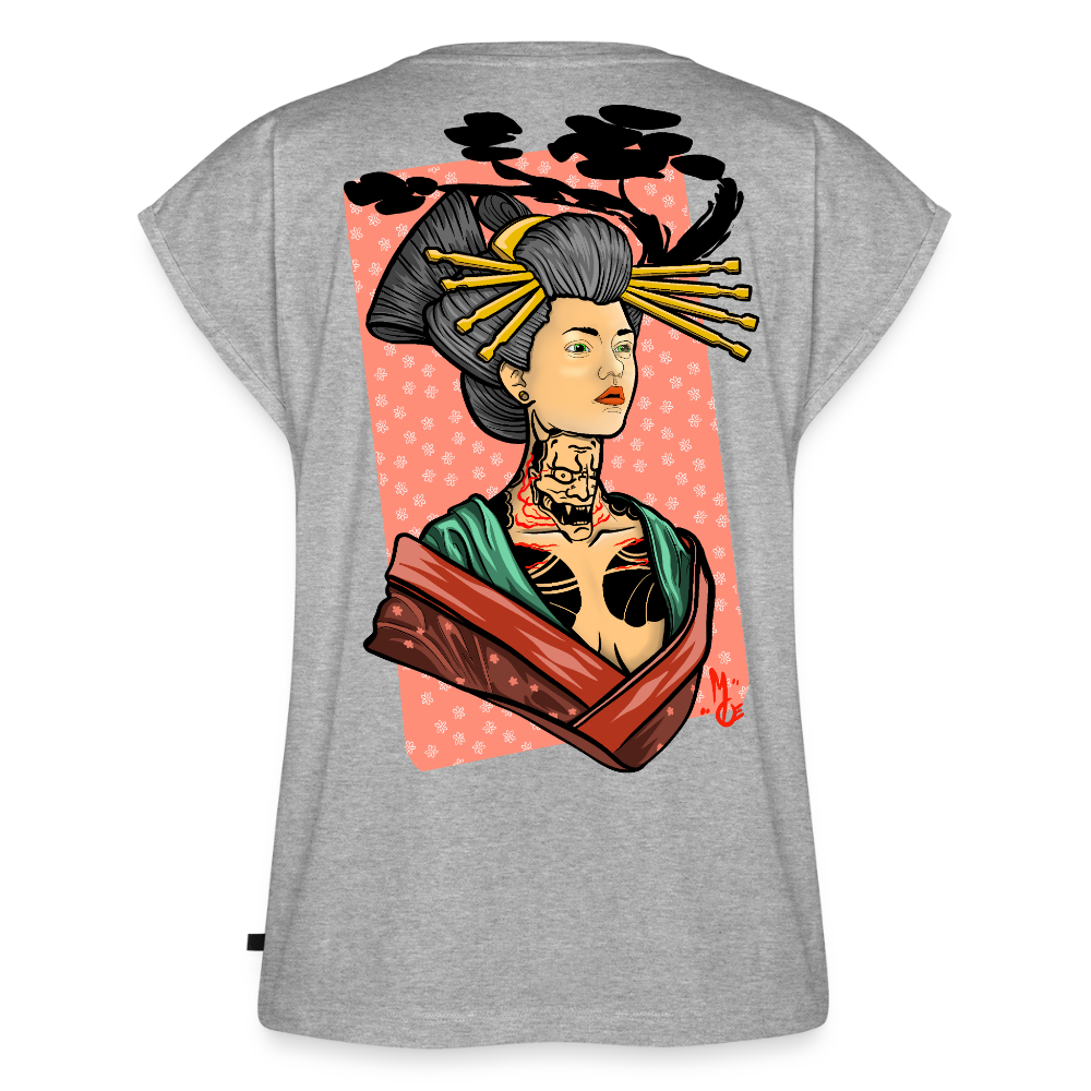 Geisha Yokai Tattoo Art – Japanische Geister Geisha Illustration - heather grey