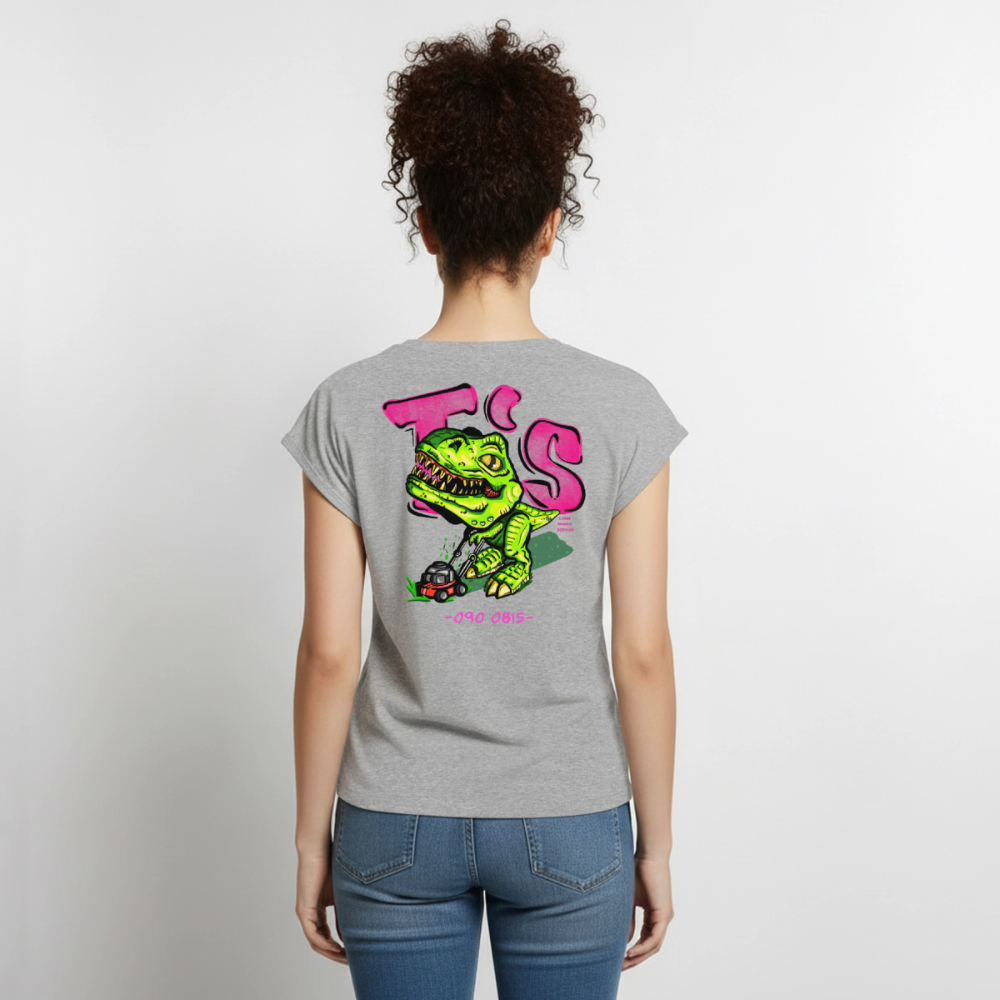 T-Rex Lawn Mower Service – Lustiges Dinosaurier Cartoon Design - heather grey