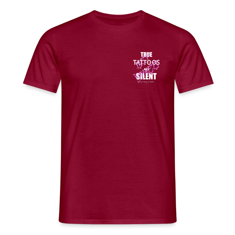 True Tattoos Are Silent – Tattoo Artist Statement Design - brick red